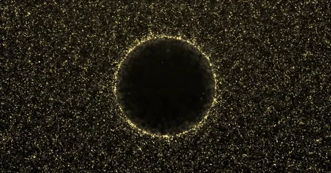 Abstract gold particles background with light bokeh around circle sphere. Looped Stock Footage 84256221