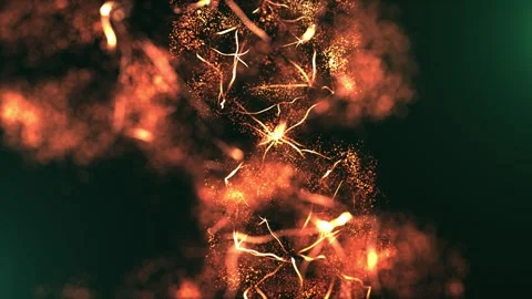 Abstract gold particles background with wave energy. Seamless 4K video loopin Stock Footage 310325764