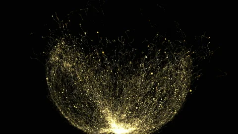 Abstract gold particles glitter dust explosion on dark backgroun. Stock Footage 90472648