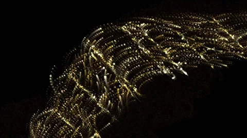 Abstract gold particles light waves flowing in dark space motion graphics d.. Stock Footage 345896206