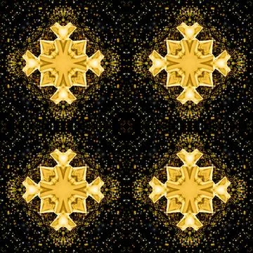 Abstract gold pattern on black background. Seamless luxury pattern for fabric. Stock Illustration