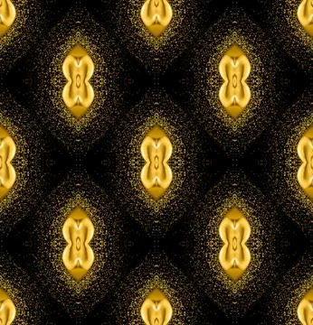 Abstract gold pattern on black background. Seamless luxury pattern for fabric. Stock Illustration