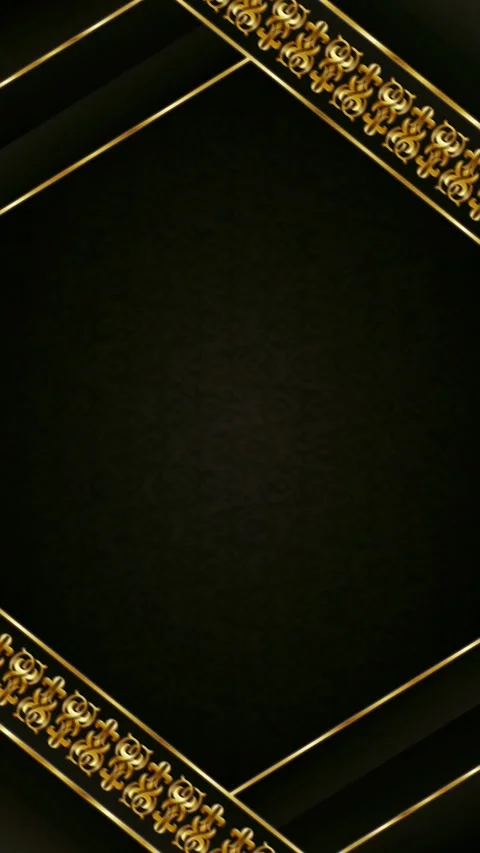 Abstract gold pattern frame on black background with elegant dynamic motion. Stock Footage 344707239