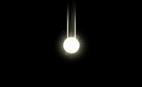Abstract gold pulsating glow element from particles and dots. explosion, of Stock Illustration