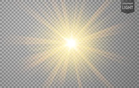Abstract Gold Rays Shine. Isolated on Transparent Background, Vector Illust.. Illustrazione stock