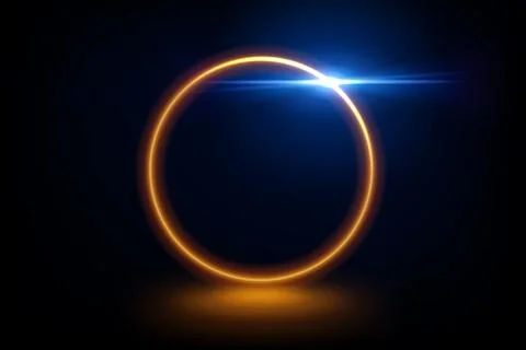 Abstract Gold Ring Glowing Effect on Dark Background, Vector Illustration Stock Illustration