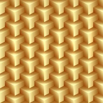 Abstract gold seamless pattern made from stacked cubes Stock Illustration