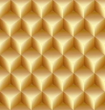 Abstract gold seamless pattern made from stacked cubes Stock Illustration