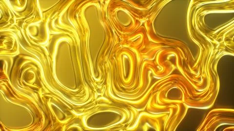 Abstract gold silky fabric forms beautiful folds. 4k 3D animation of wavy sur Stock Illustration