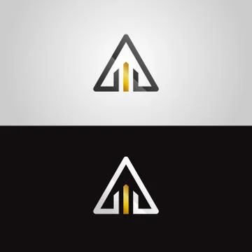 Abstract Gold-Silver Property Triangle Logo Stock Illustration
