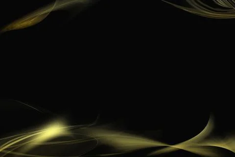 Abstract Gold Smoke Waves Frame on Black Background Stock Photos