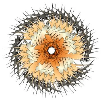 Abstract gold space wheel with sharp spears Illustrazione stock