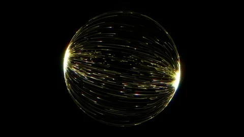 Abstract gold sphere of vibrant line light Stock Footage