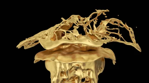 Abstract gold splash in slow motion, alpha channel included (FULL HD) Stockbeeldmateriaal 42434785