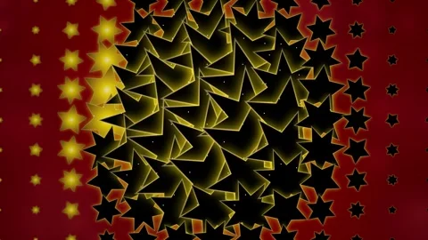 Abstract Gold Star Mandala Pattern on Red Background Seamless Geometric Textu Stock Footage 346001315