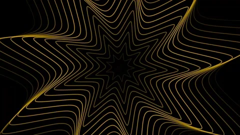 Abstract gold star pattern with wavy lines on black background visuals Stock Footage 320103332