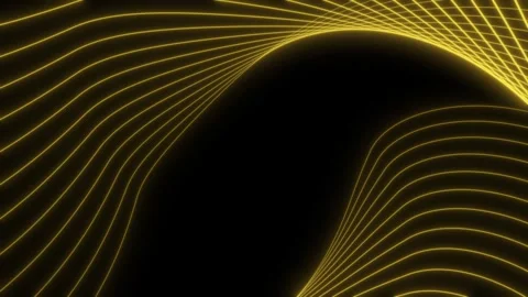 Abstract gold Strings Loopable wave patterns on a black background. Stock Footage 264512469