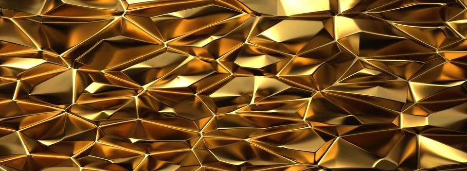 Abstract Gold Surface triangle ceiling wide banner Stock Illustration