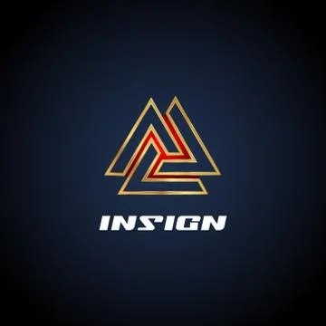 Abstract Gold Triangle Logo Design Stock Illustration