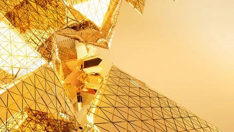Abstract gold Triangle Structure,triangular pattern on a gold background,3d r イラスト素材