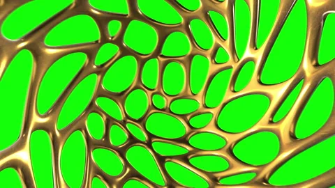 Abstract gold voronoi geometric structure seamless animation on green screen Stock Footage 335392899