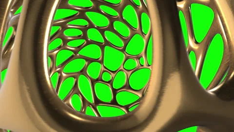 Abstract gold voronoi geometric structure seamless animation on green screen Stock Footage 336453018