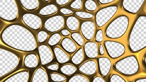 Abstract gold voronoi geometric structure illustration with alpha channel Stock Illustration