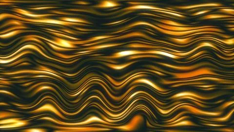 Abstract gold wave background with liquid metal texture and glowing amber r.. Stock Illustration