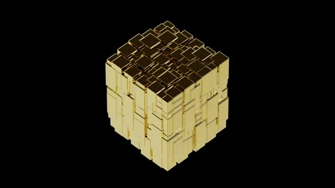 Abstract Golden 3D Cubes Seamless Loop Stock Footage 340410157