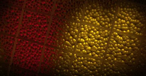 Abstract golden 3D geometric pattern. Mosaic metallic background for event,   Illustrazione stock