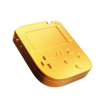 Abstract Golden Arcade Old School Joypad, Gamepad or Game Console. 3d Renderi 스톡 일러스트