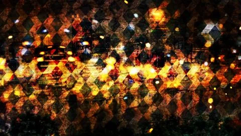 Abstract Golden Argyle Pattern and Glimmering Particles Stock Illustration