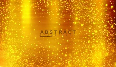Abstract golden background featuring glowing particles and bright bokeh lights Stock Illustration