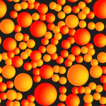 Abstract Golden Balls Seamless Pattern on Black Background Stock Illustration