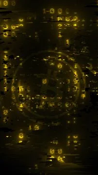 Abstract golden binary code and crypto symbol tech background idea. Stock Illustration