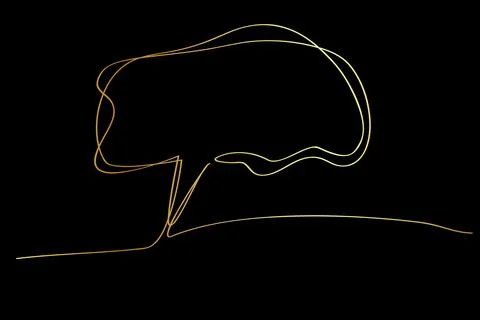 Abstract golden bubble chat simple vector single line at black Stock Illustration