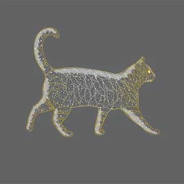Abstract golden cat. Illustrazione stock