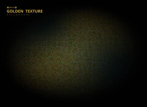 Abstract golden circle halftone element on black background. illustration Ilustração Stock