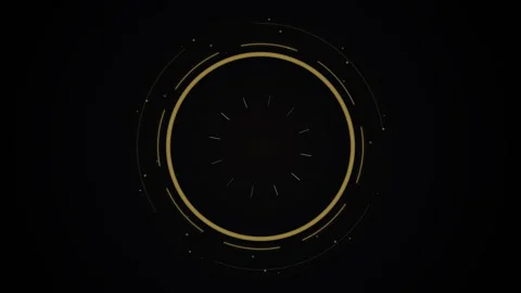 Abstract Golden Circle HUD Interface with Particles on Black Background Stock Footage 347560580