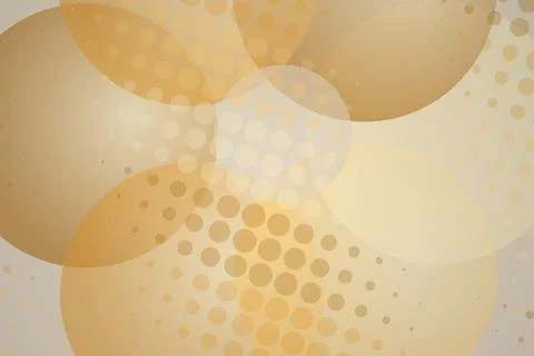 Abstract golden circles with dotted pattern on beige background Stockfoto's