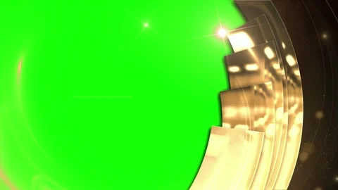 Abstract golden circular light streaks rotating with a green screen side panel Stock Footage 345780815