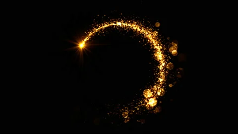 Abstract golden comet background with tail and glitter particles. Video stock 95981503