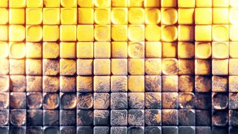 Abstract Golden Cube Gradient: Shimmering Geometric Pattern in Yellow and Gray Ilustración de archivo