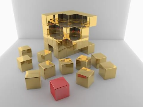 Abstract golden cubes Stock Illustration