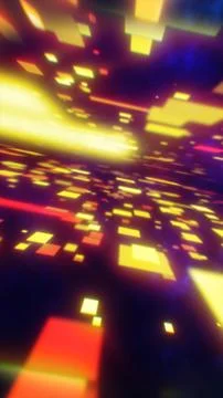 Abstract golden digital blocks floating in space, symbolizing data processing Stock Illustration