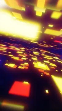 Abstract golden digital blocks floating in space, symbolizing data processi.. Illustrazione stock