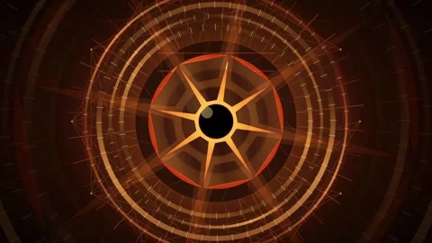 Abstract Golden Digital Eye Animation with Rotating Concentric Circles and Stock Footage 343160108