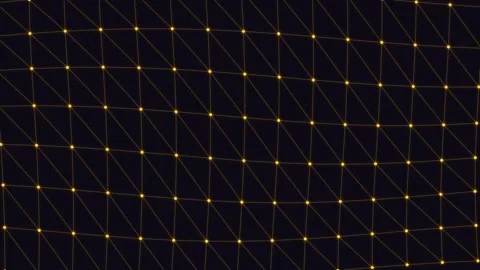 Abstract Golden Digital Grid Network on Dark Background Stock Footage 341806588