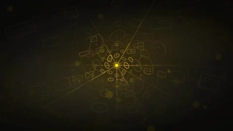 Abstract Golden Digital Network Connection with Glowing Particles and Geometric Stock Footage 339317161