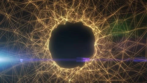 Abstract golden digital network forming a luminous circular portal, suitabl.. Stock Footage 337403249